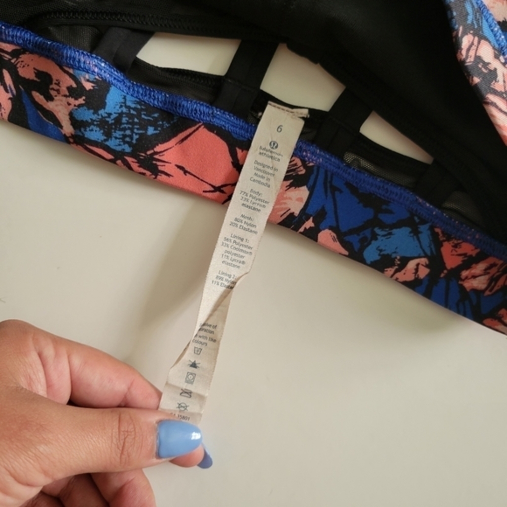 LULULEMON Energy Bra Exhale Yoga Storm Harbor Blue Strappy Athletic Pilates 6 - Picture 10 of 13